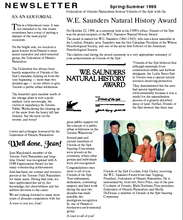 Friends of the Spit December 99 newsletter p. 1